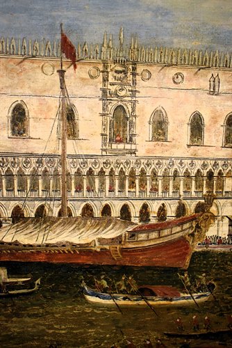 Venezia, la Regata Storica sfila sotto il Palazzo Ducale.